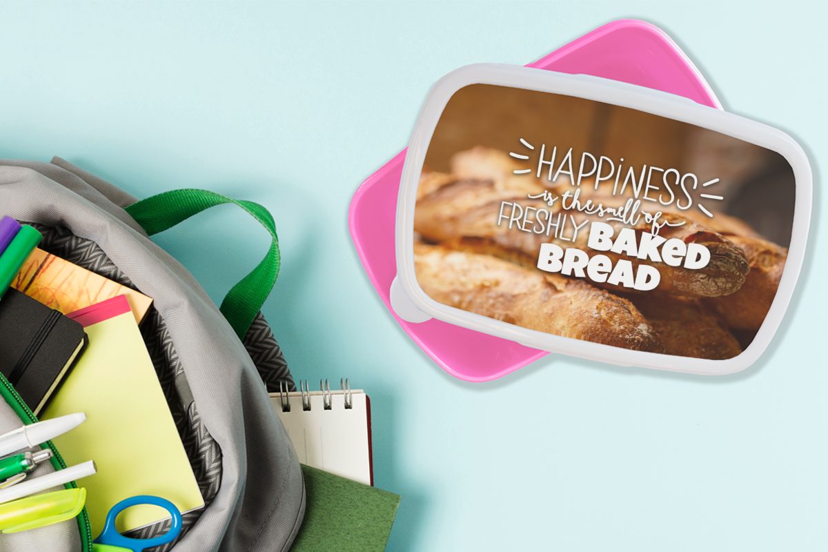 (2-tlg), 'Glück frisch ist Sprichwörter Kinder, - Brotbox Zitate MuchoWow Brotdose Lunchbox Snackbox, - Kunststoff gebackenem, der rosa von Kunststoff, Mädchen, für Duft Erwachsene,