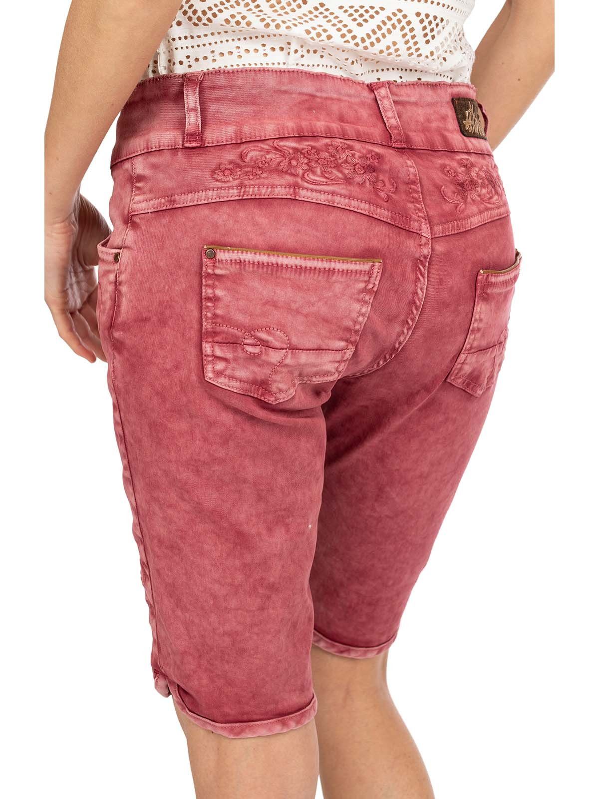 Hangowear Trachtenhose Jeans Bermuda OVIDA weinrot