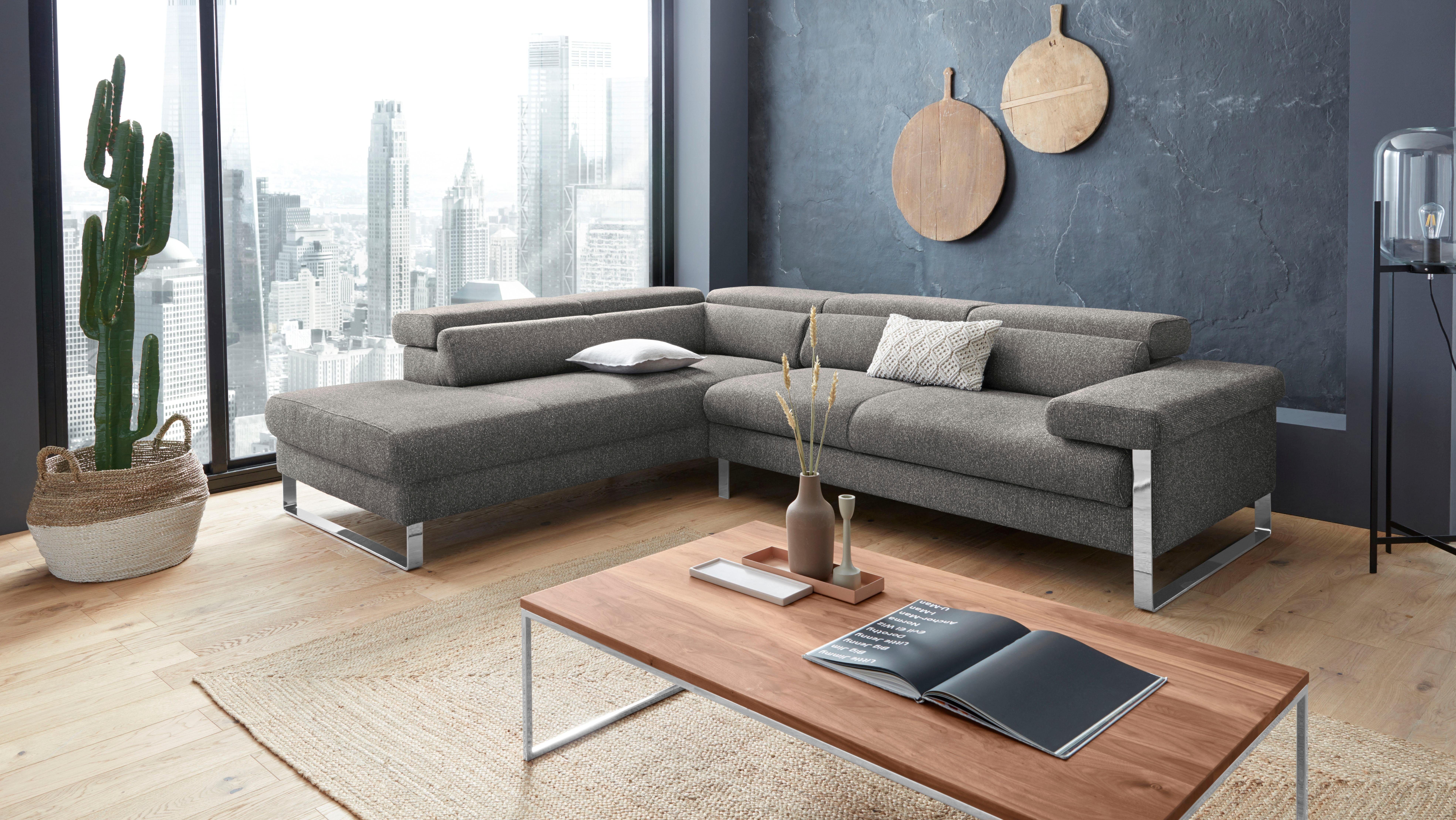 W.SCHILLIG Ecksofa finn, toller Sitzkomfort, L-Form, hochwertige Verarbeitungsdetails, German Design Award 2016, Fußgestell Chrom glänzend, Breite 281 cm