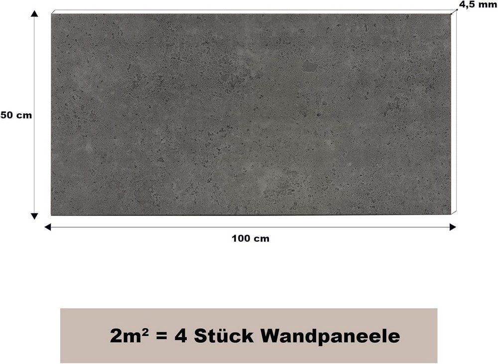 MDEKOR 3D Wandpaneel MDEKOR XPS Dekorative für Innenräume, (4-tlg) 2 m², Betonoptik 50x100 cm Gray Dark, Paneele 4,5 mm dick