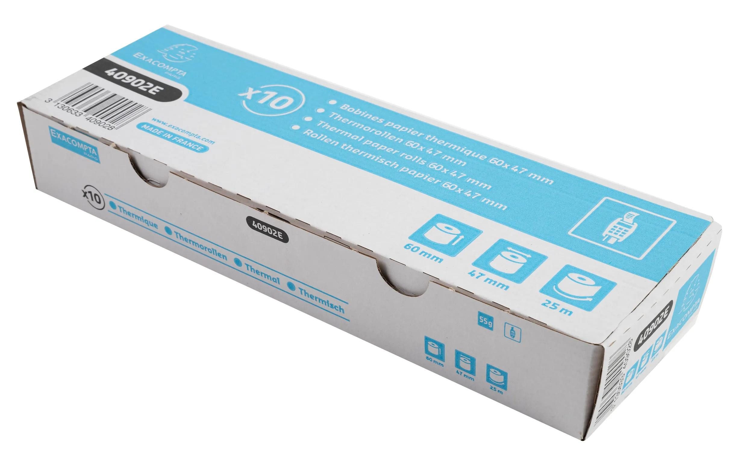 EXACOMPTA Endlospapier 30x Thermorolle 1-lagig 55g/m2 60x25mx12 - Weiß - 40902E, Kassenrollen