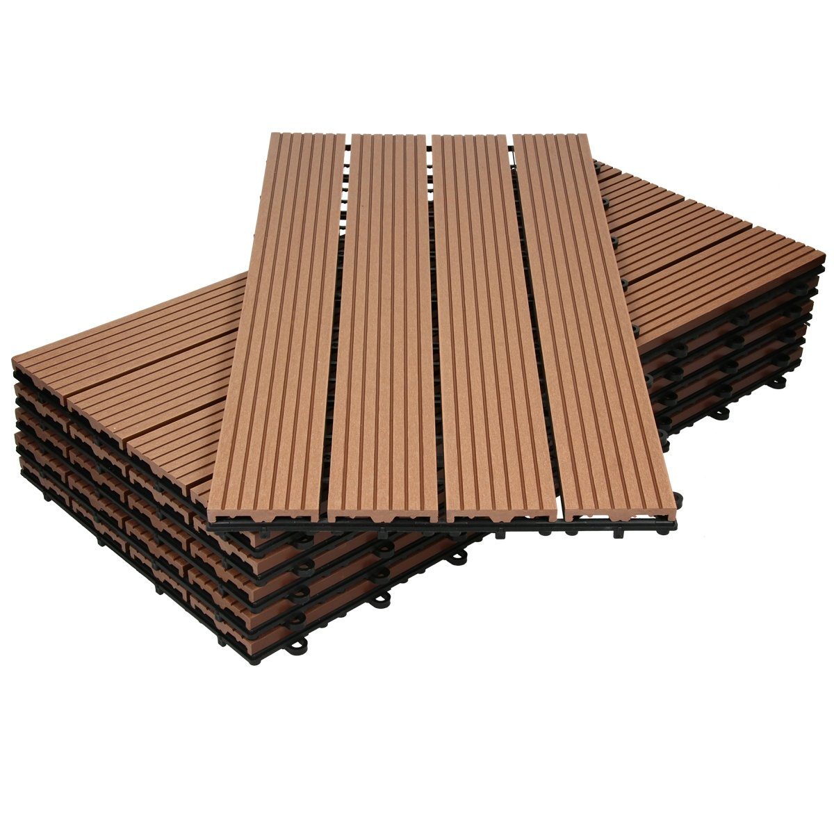 ECD Germany WPCFliesen 5m² 60x30cm hellbraun, 30er Set WPC