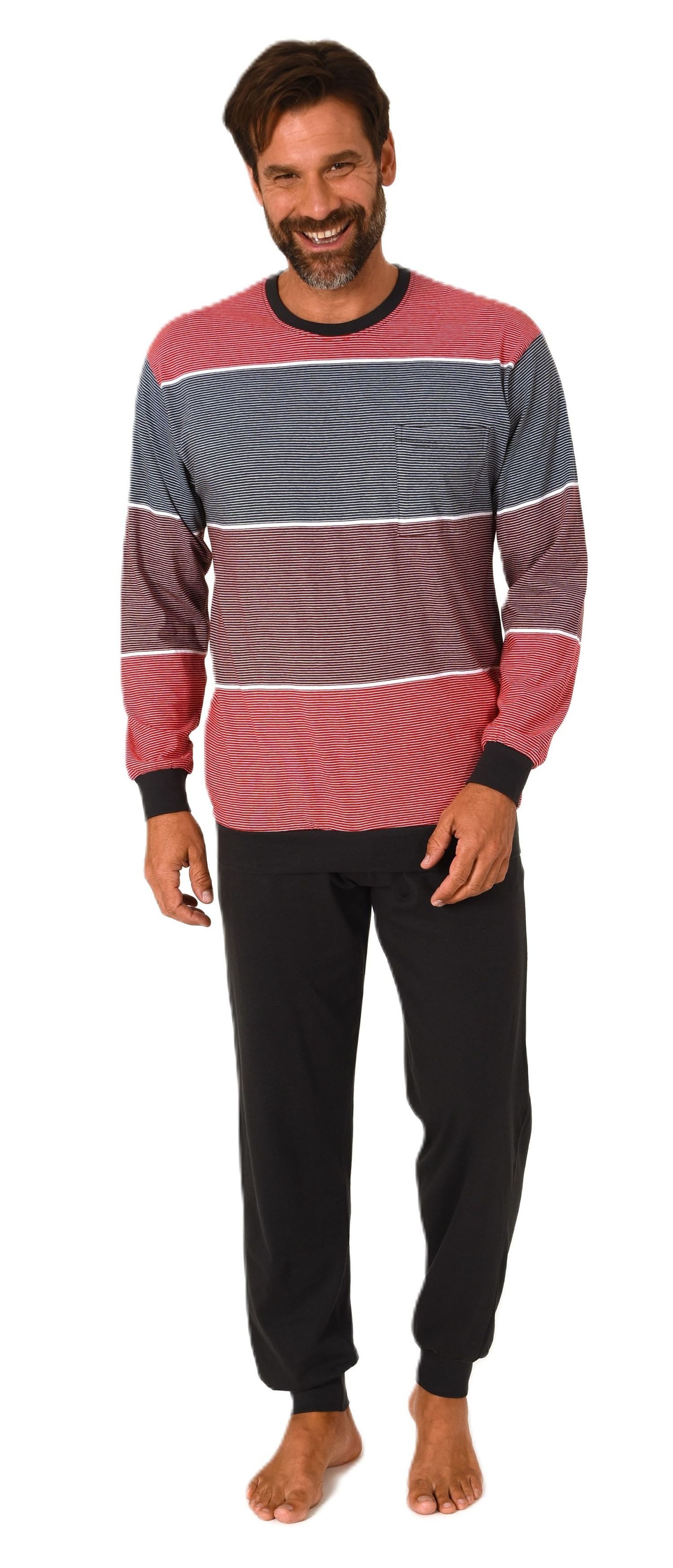 Normann Pyjama Normann Herren Schlafanzug lang mit Bündchen - auch in Überg günstig online kaufen