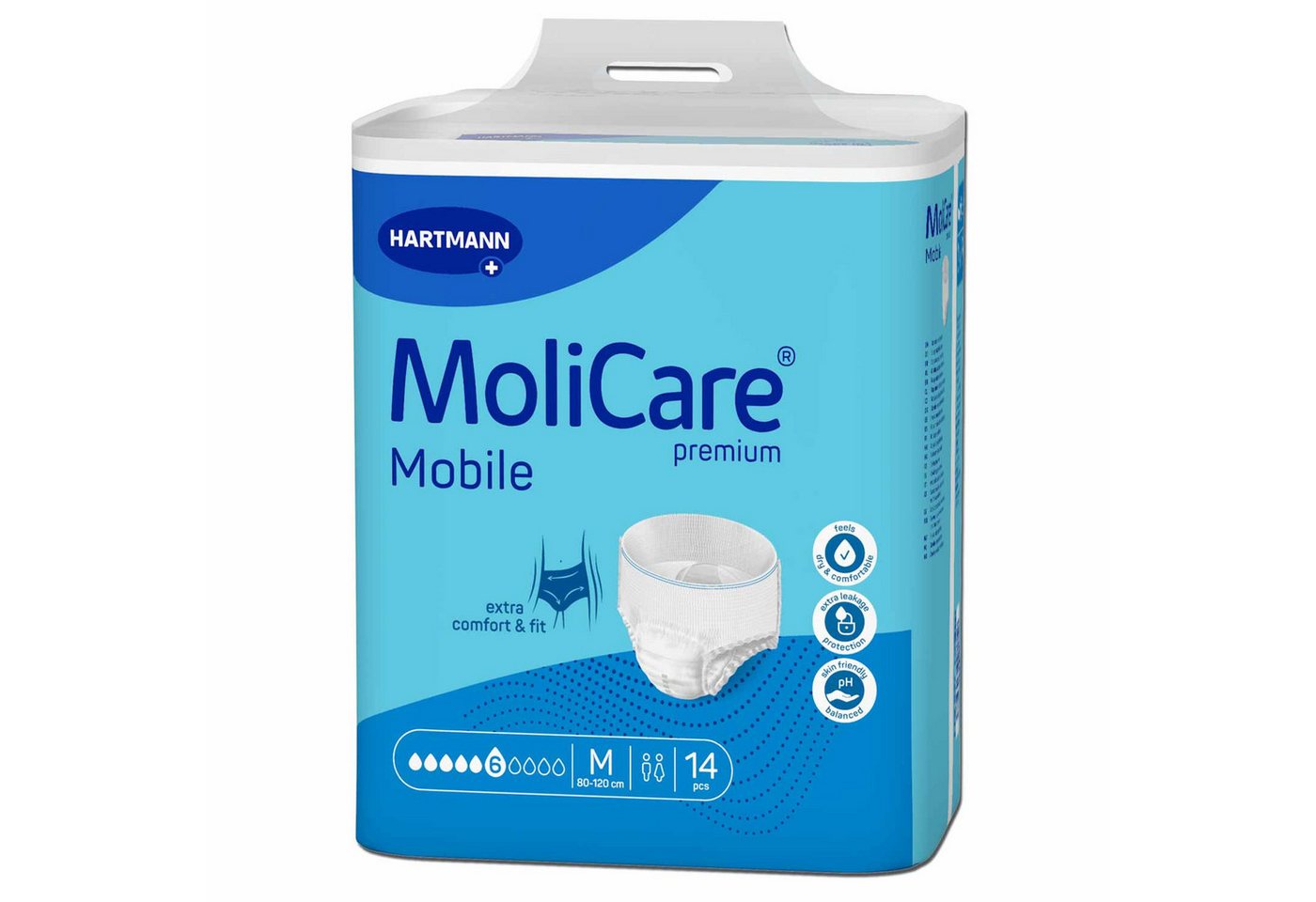 PAUL HARTMANN AG Inkontinenzboxer MoliCare Premium Mobile 6 Tropfen M Inkontinenzpants 14 Stück (Packung, 14-St., 1 Packung à 14 Stück, 14 Stück gesamt) Atmungsaktiv, Pull-up-Pants, Sofort-Trocken-Gefühl