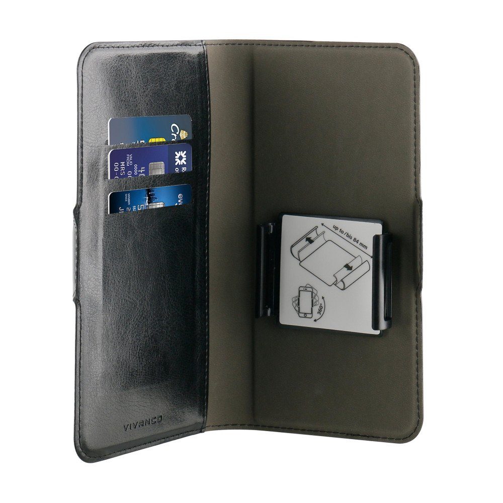 Vivanco Handyhülle Universal Book Case Gr. XL schwarz (62367) Handyhülle
