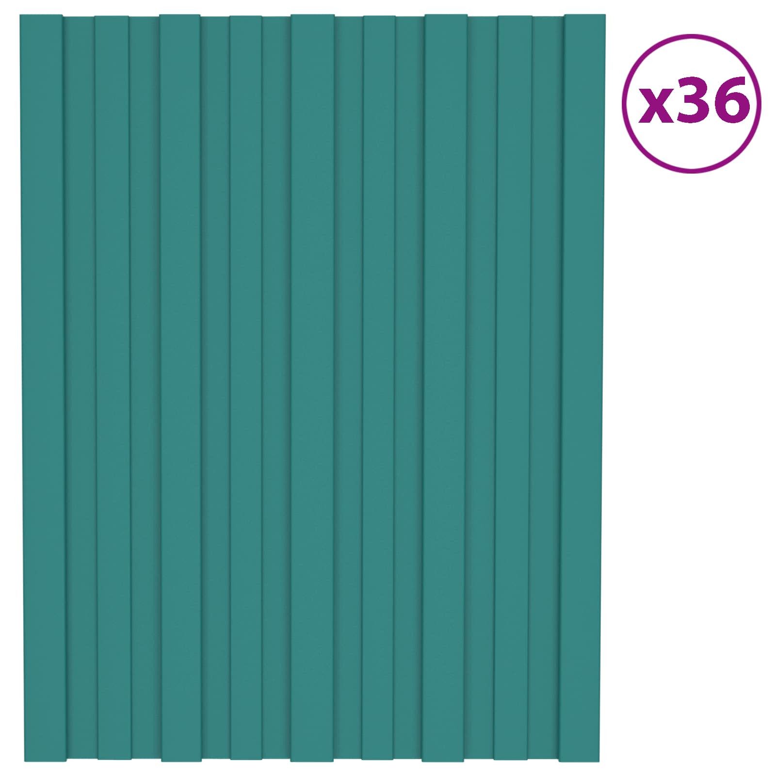 vidaXL Terrassendach Dachpaneel 36 stk. Grün 60 x 45 cm Verzinkter Stahl, (36-St)