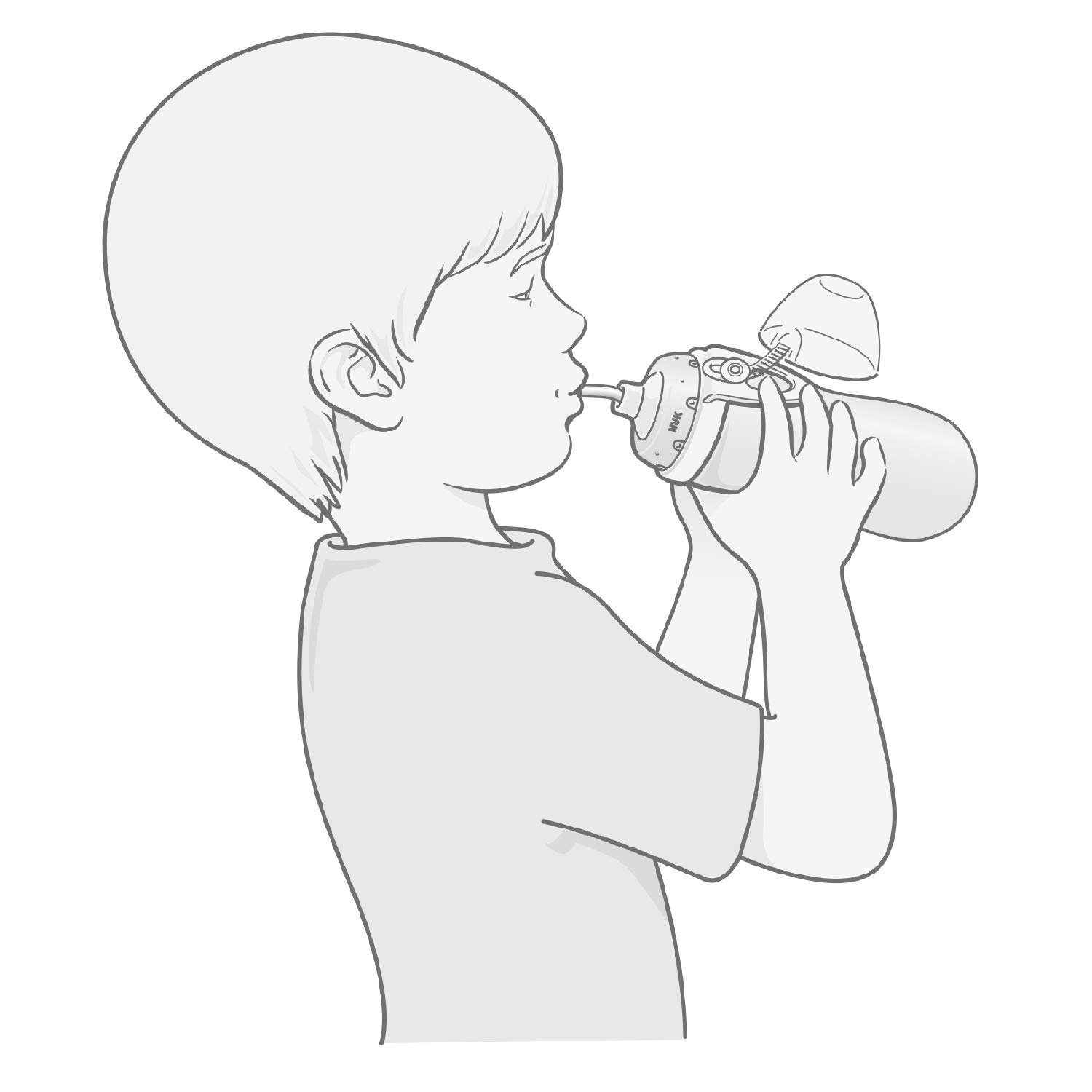 NUK Babyflasche NUK Flexi Cup Trinklernflasche mit Trinkhalm, 300ml, Bagger (grün)