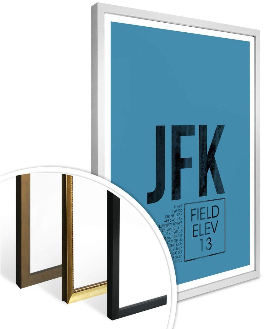 Wall-Art Poster Wandbild JFK St), Wandposter York, New Wandbild, Flughafen Bild, (1 Flughafen Poster