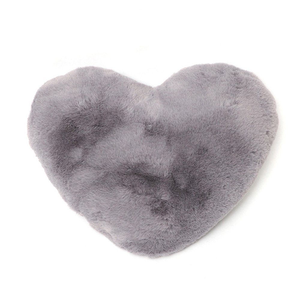HIBNOPN Dekokissen HerzförmigesKissen in Grau, Love-Kissen, Raumdekoration, 50 x 40 cm.