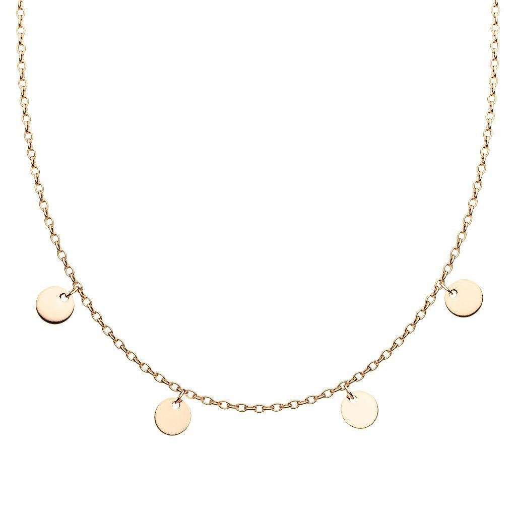 viva-adorno Charm-Kette Edelstahl Damenkette Coin Kette 44 cm, Plättchen Anhänger rund