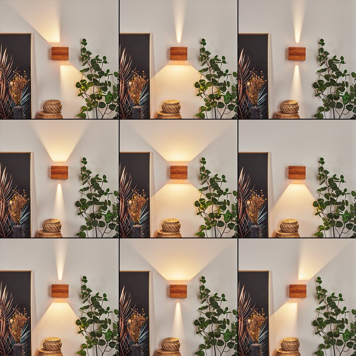 hofstein Wandleuchte Up Lumen in Holz/Metall Natur/Schwarz, aus Design »Cortignano« 3000 mit Leselampe, Down & Kelvin, skandinavisches Wandlampe Lichteffekt,800