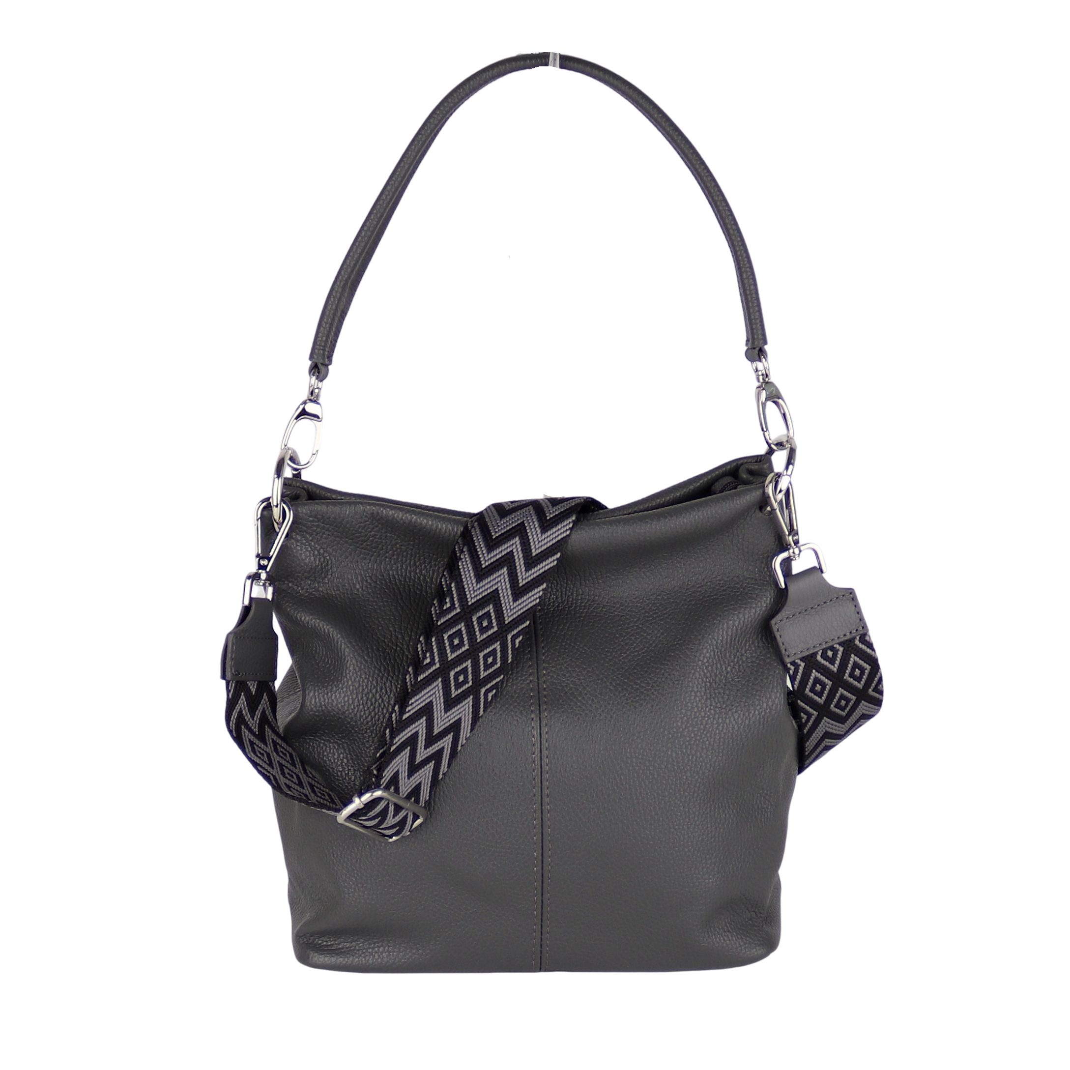 MIRROSI Umhängetasche Damen Crossbody Bag, Echtleder Made In Italy (Schultertasche für jeden Anlass (1 Tasche & 1 oder 2 Gurte), BOHO Style), 28x27x16m, gemusterten& verstellbaren Schulterriemen