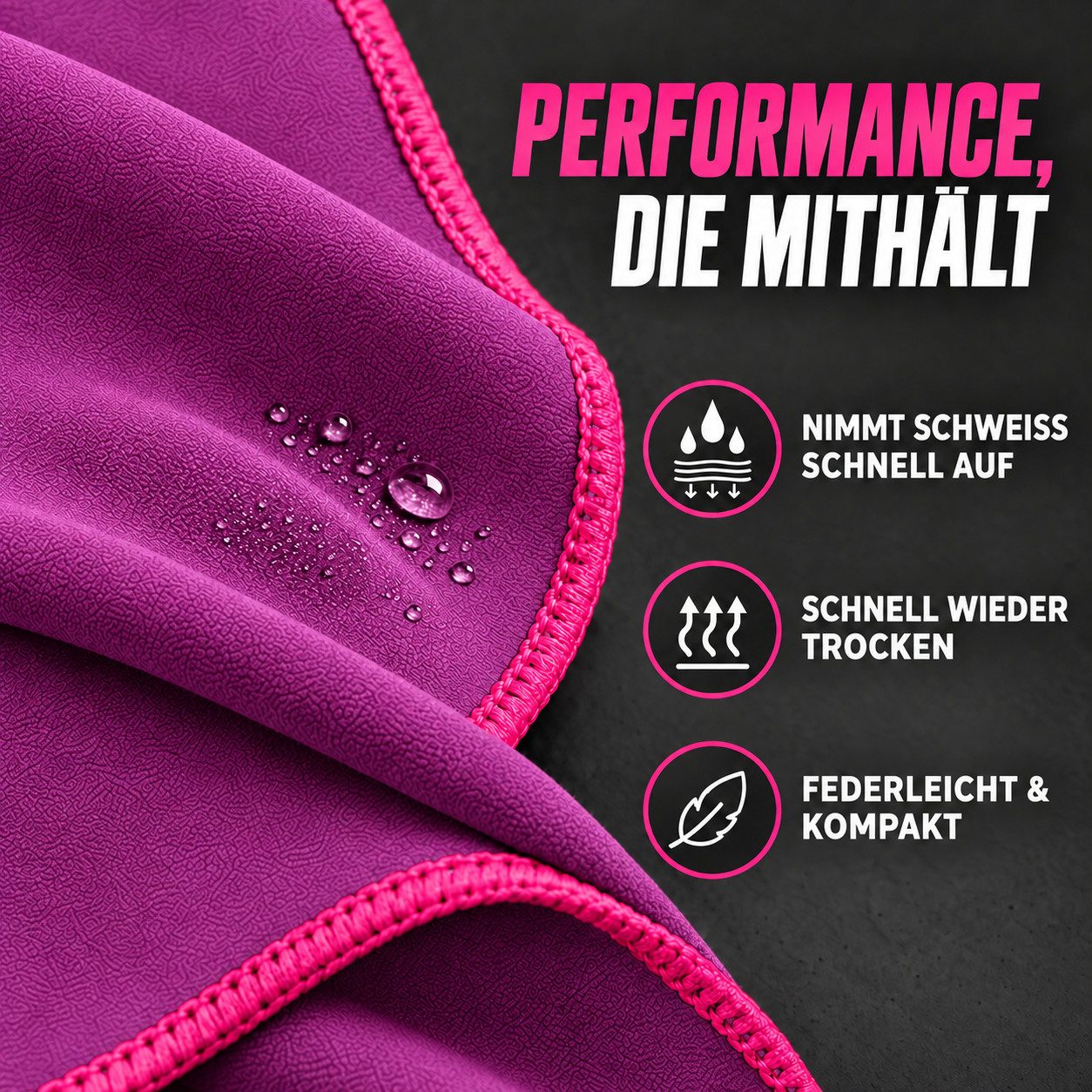 NirvanaShape Sporthandtuch NirvanaShape Mikrofaser Fitnesshandtuch mit Ecktasche und Knöpfen, saugfähig, leicht, schnelltrocknend, für Reisen, Fitness, Yoga, Sa – Bild 4 von 5
