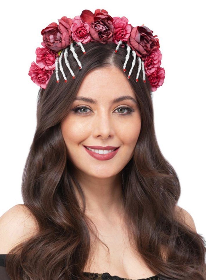 Smiffys Kostüm Dia de Muertos Knochenfinger Kopfschmuck, Schaurig-schicker Kopfschmuck - Kopfmassage inklusive