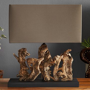 Licht-Erlebnisse Nachttischlampe GONI, ohne Leuchtmittel, Tischleuchte E27 50 cm Braun Natur Holz Modern Beleuchtung