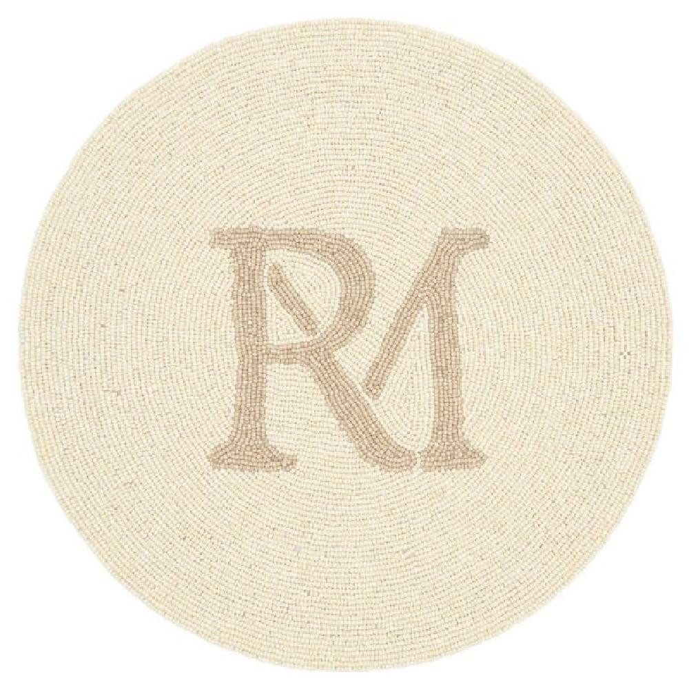 Rivièra Maison Tischdecke Tischset bestickt mit Glasperlen Monogram Beaded Placemat