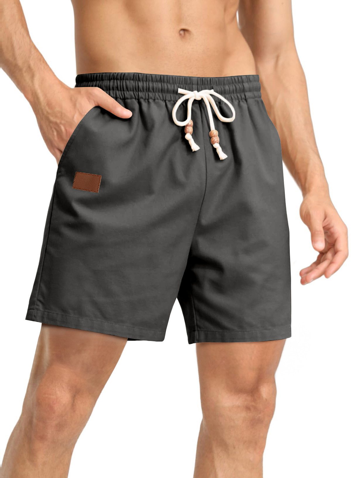 JMIERR Shorts Herren Sommer Beach Shorts - Casual Leinen Kurze Hosen Baumwolle (Shorts) Elastikbund mit Tunnelzug