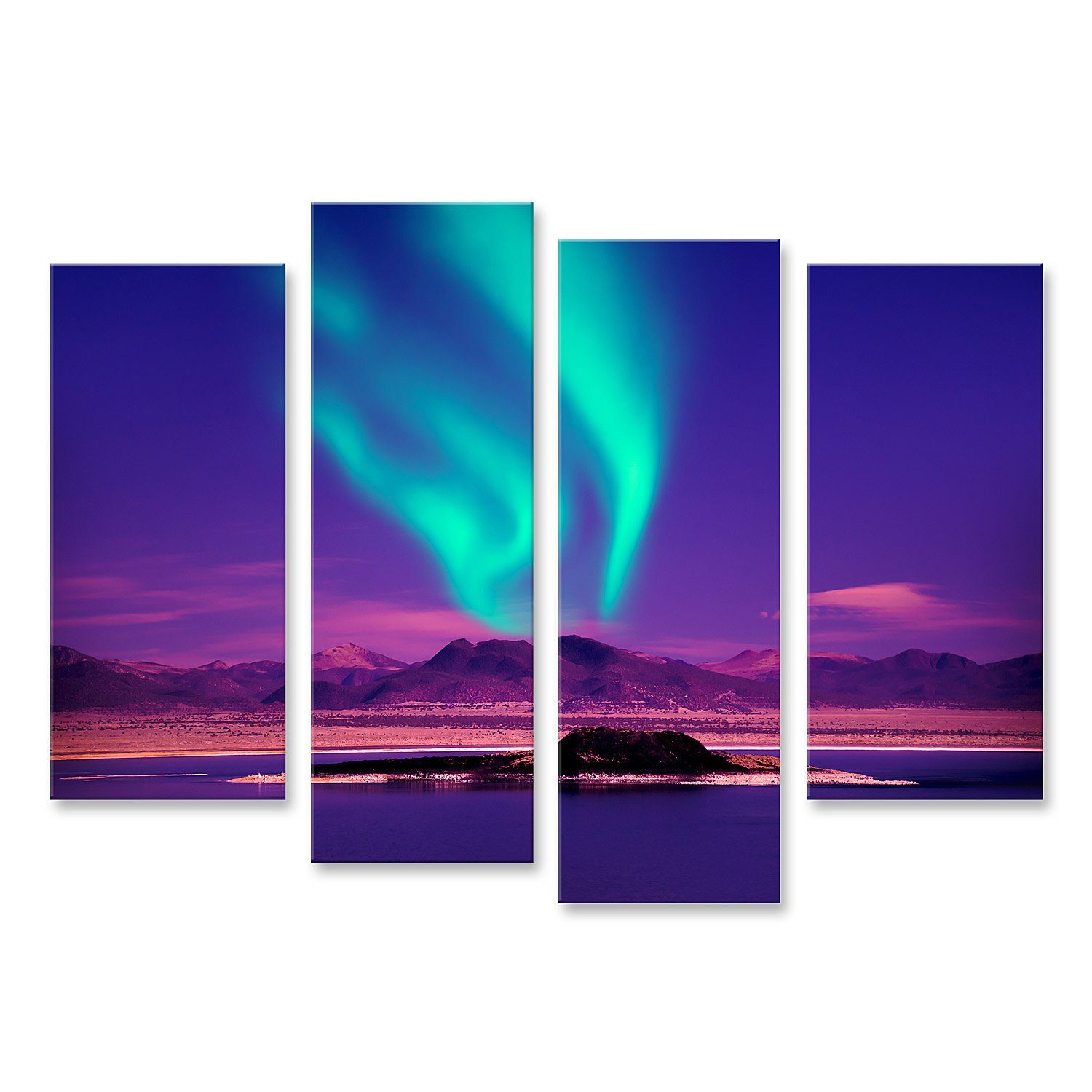 islandburner Leinwandbild Bild auf Leinwand Nordlicht Aurora Borealis Wandbild Leinwandbild Wan