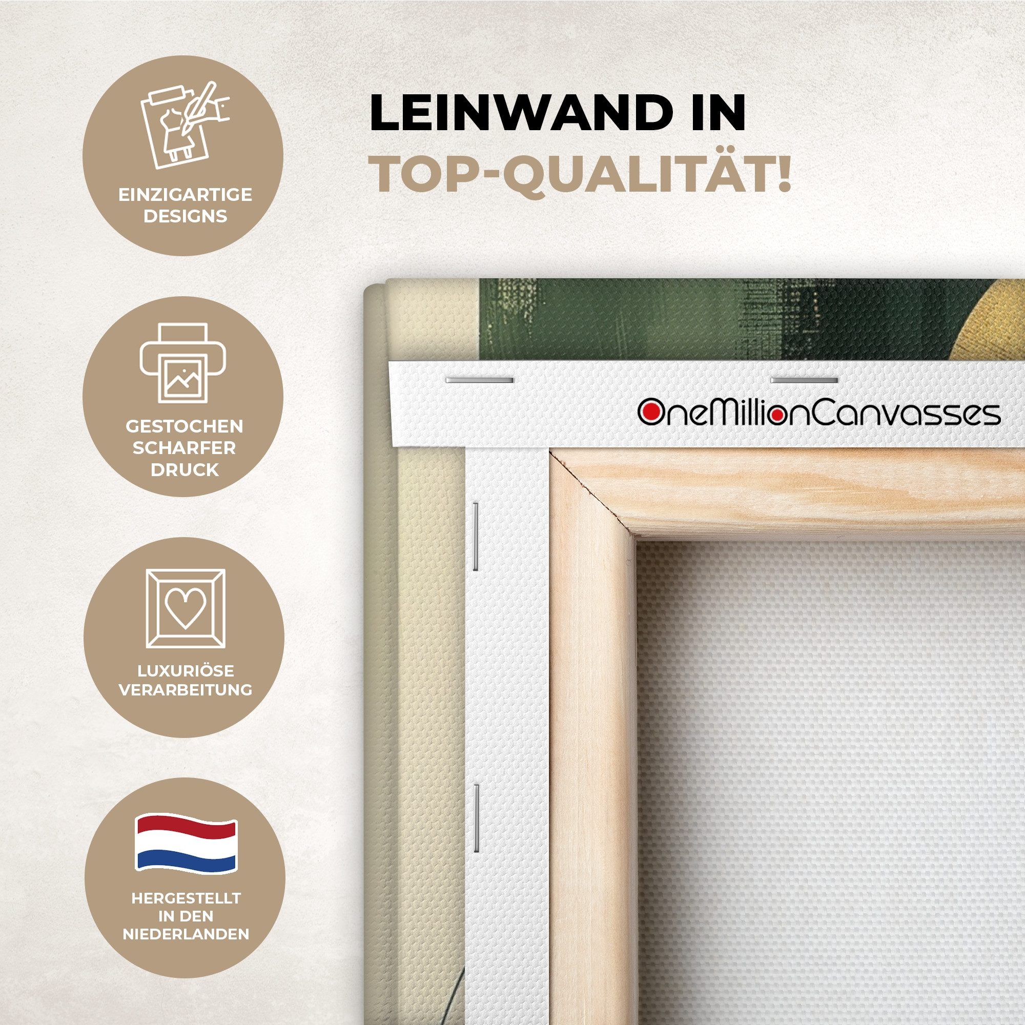 OneMillionCanvasses® Leinwandbild Kunst - Kreise - Modern - Abstrakt, Fotodruck (1 St), Wandbild, Deko Schlafzimmer Wohnzimmer Flur 20x20 cm