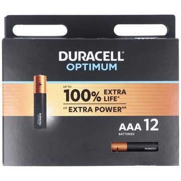 Duracell Duracell Optimum AAA Mignon Alkaline-Batterien, 1.5V LR03 MX2400, 12e Batterie