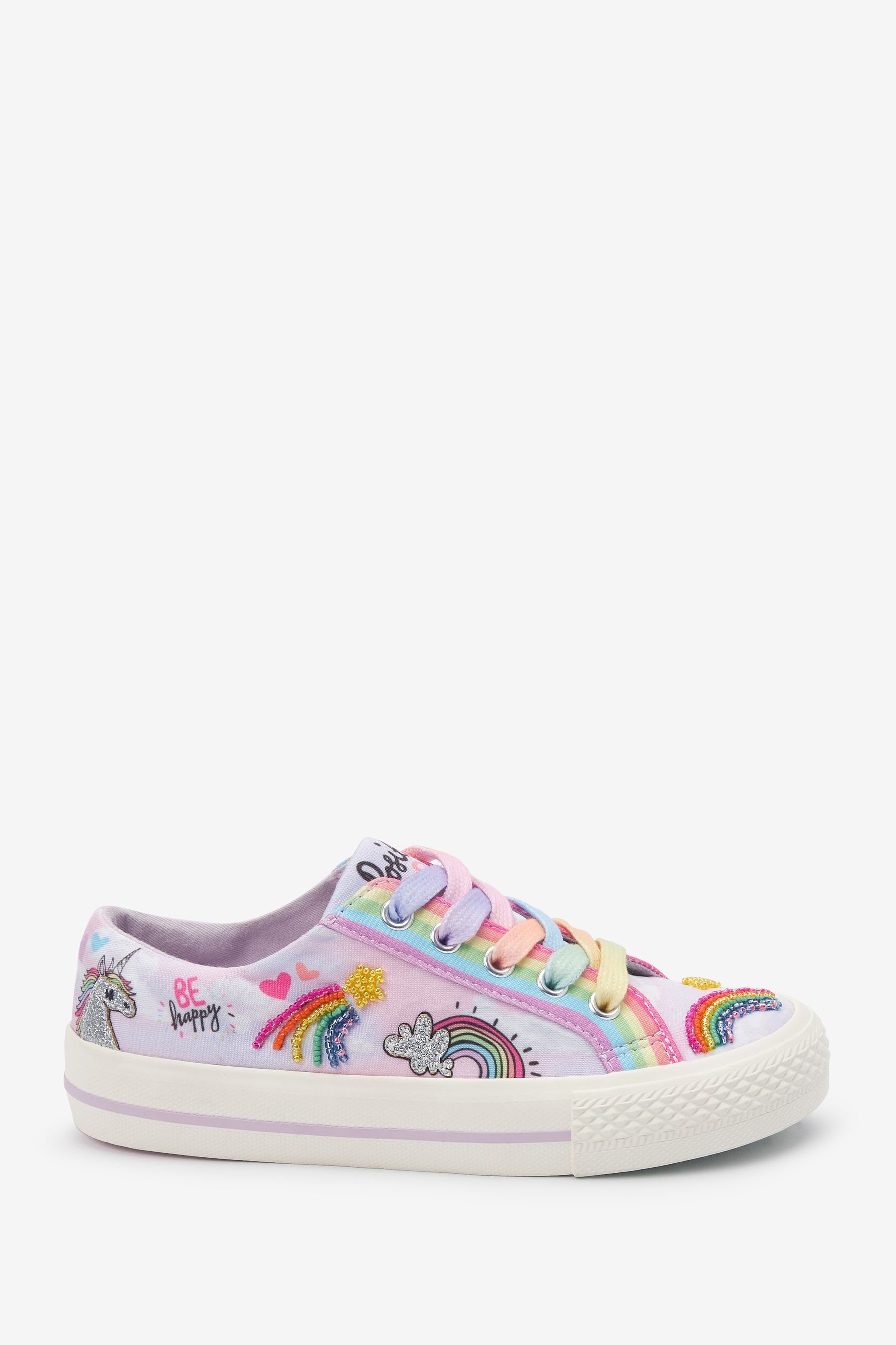 Next Schnürsneaker Sneaker (1-tlg) Lilac Purple Rainbow Embroidered