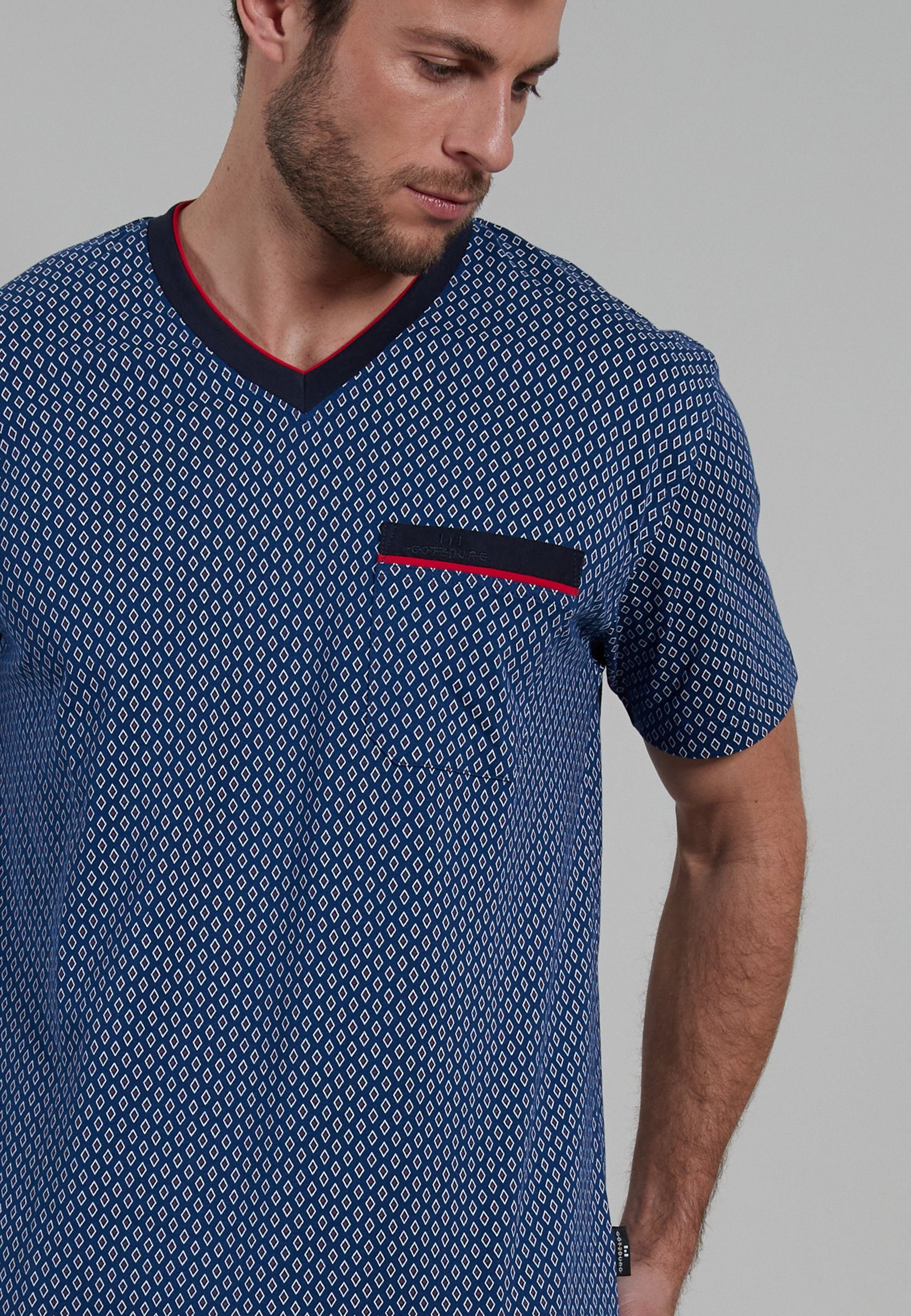 GÖTZBURG Shorty Manhattan (2 tlg) Kurzarm, V-Ausschnitt, kurze Hose, Baumwolle, weich