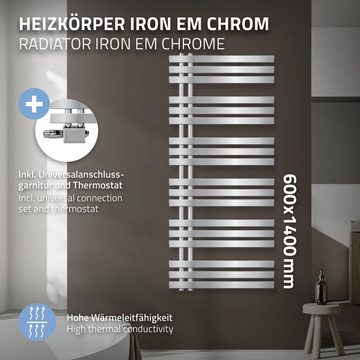 LuxeBath Badheizkörper Designheizkörper Iron EM 600x1400mm Chrome, Chrom 600x1400mm Universal