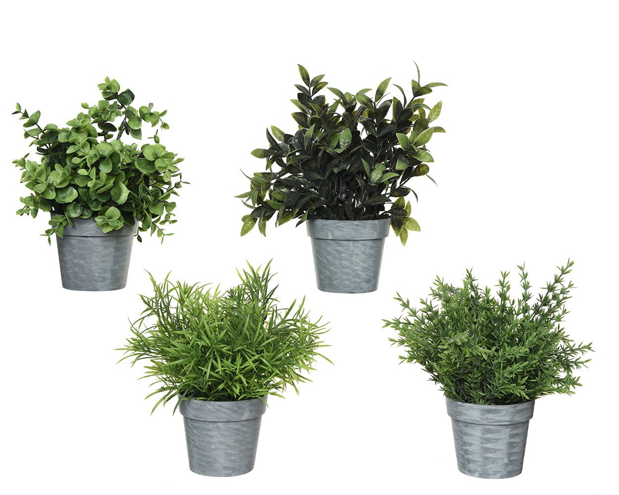 Künstliche Zimmerpflanze, Decoris season decorations, Kunstpflanze Kräuter im Topf in Zink Optik 21cm, 1 Stück sortiert. € 15,39, (€ 15,39 pro 1 Stk).