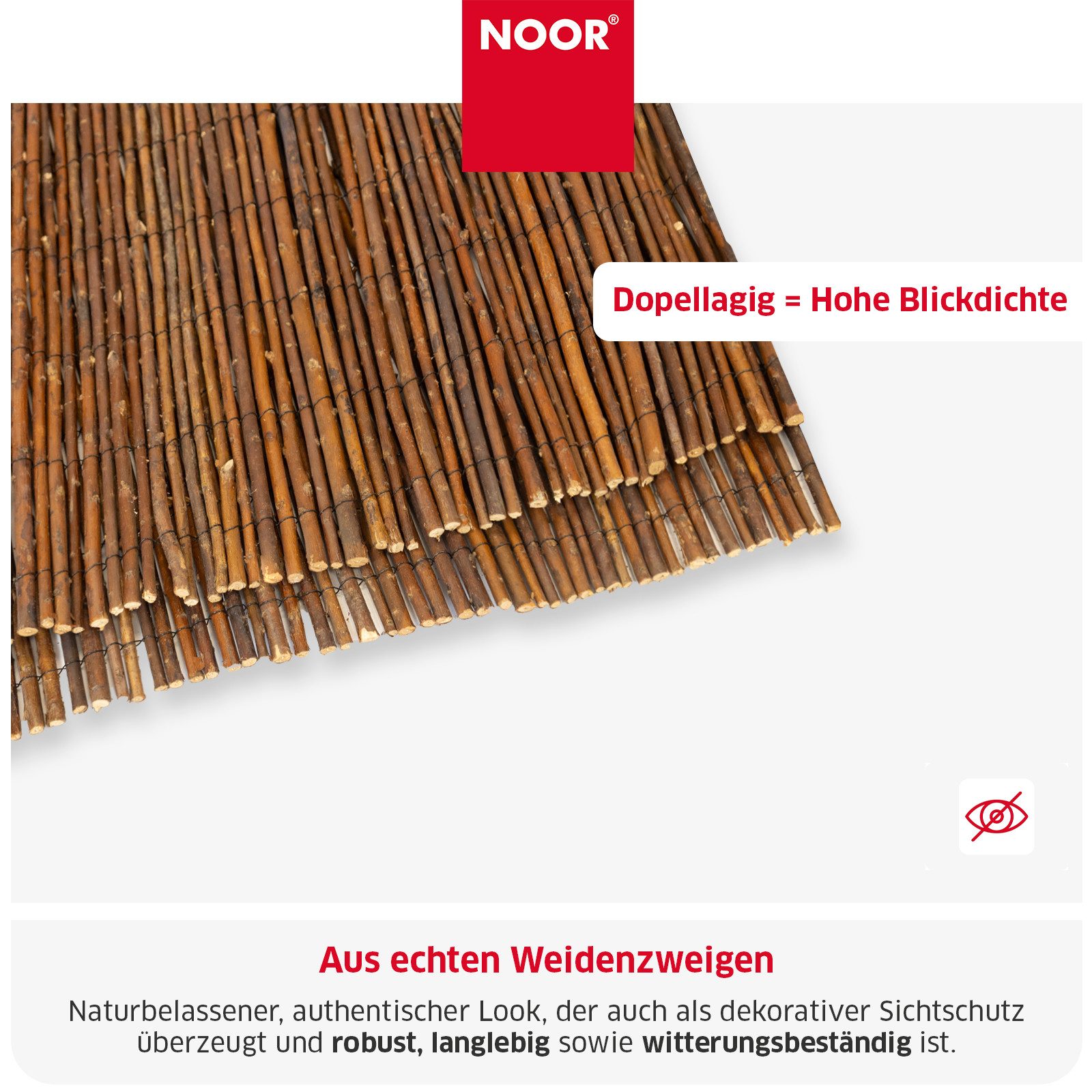 NOOR Sichtschutzzaunmatten Weidenmatte DELUXE - naturnaher Sichtschutz – Bild 5 von 5