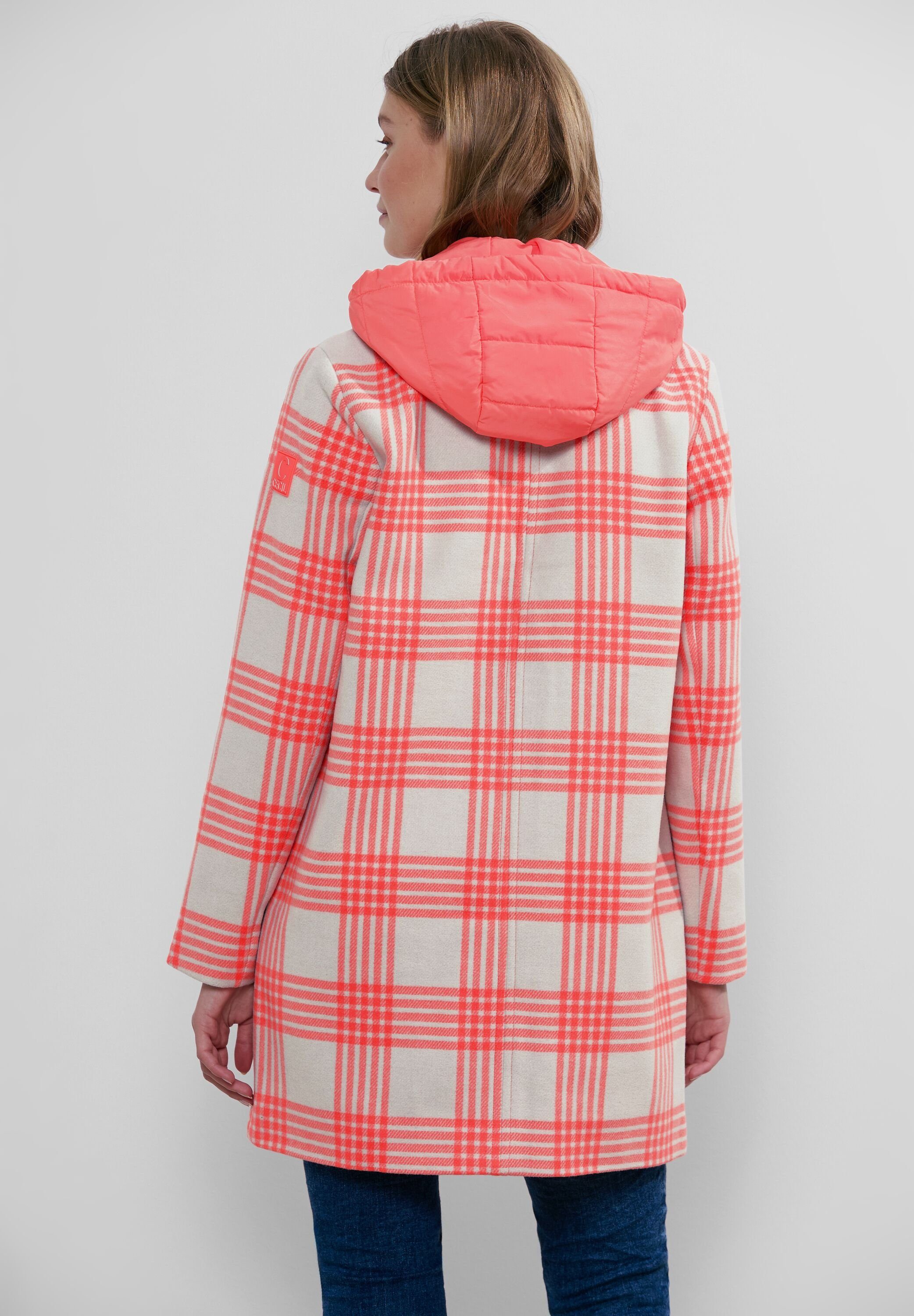 CECIL Langmantel Long Check im Karo-Muster und mit Kapuze günstig online kaufen