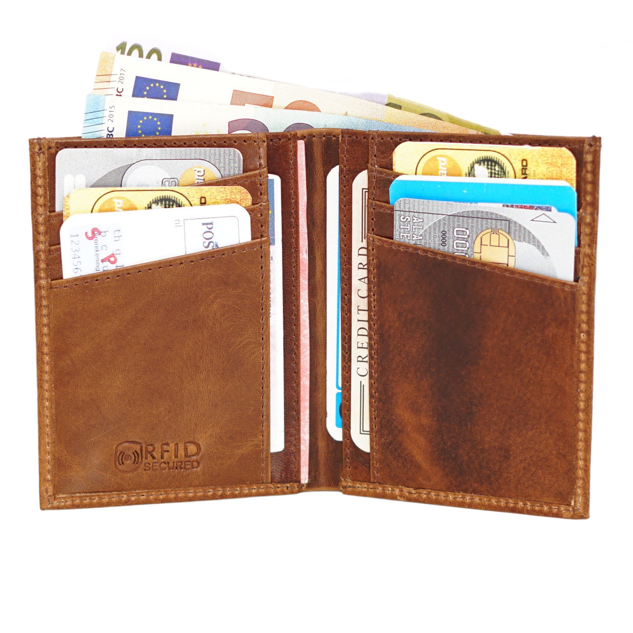 ALMADIH Mini Geldbörse Leder SP2 Portemonnaie Geldbörse 12 Kartenfächer Münzfach RFID