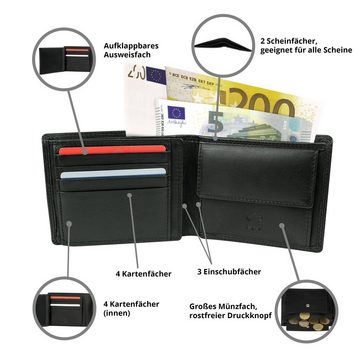 MOKIES Geldbörse Herren Portemonnaie GN106 Premium Nappa (querformat), 100% Echt-Leder, Premium Nappa-Leder, RFID-/NFC-Schutz, Geschenkbox