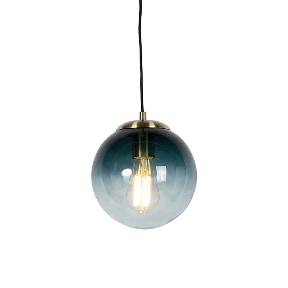 Qazqa Pendelleuchte Pallon, Dimmbar, LED wechselbar, Extra-Warmweiß, QAZQA Hängeleuchte, e27, Blau, Glas, Art Deco