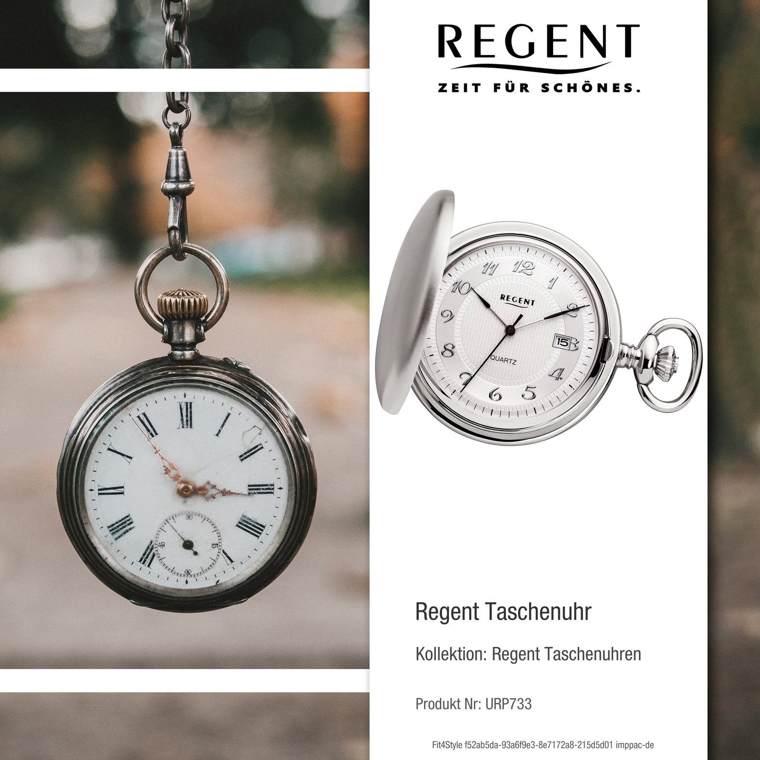 Regent Herrenuhr (Analoguhr), rundes Gehäuse, Taschenuhr Gehäuse, Herren Regent Analog extra (ca. Taschenuhr Taschenuhr, 45mm) groß