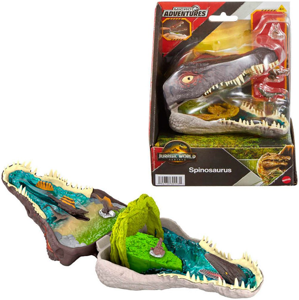 Mattel® Spielfigur Jurassic World, Rebirth, Micro Compact Spinosaurus, mit interaktiven Funktionen