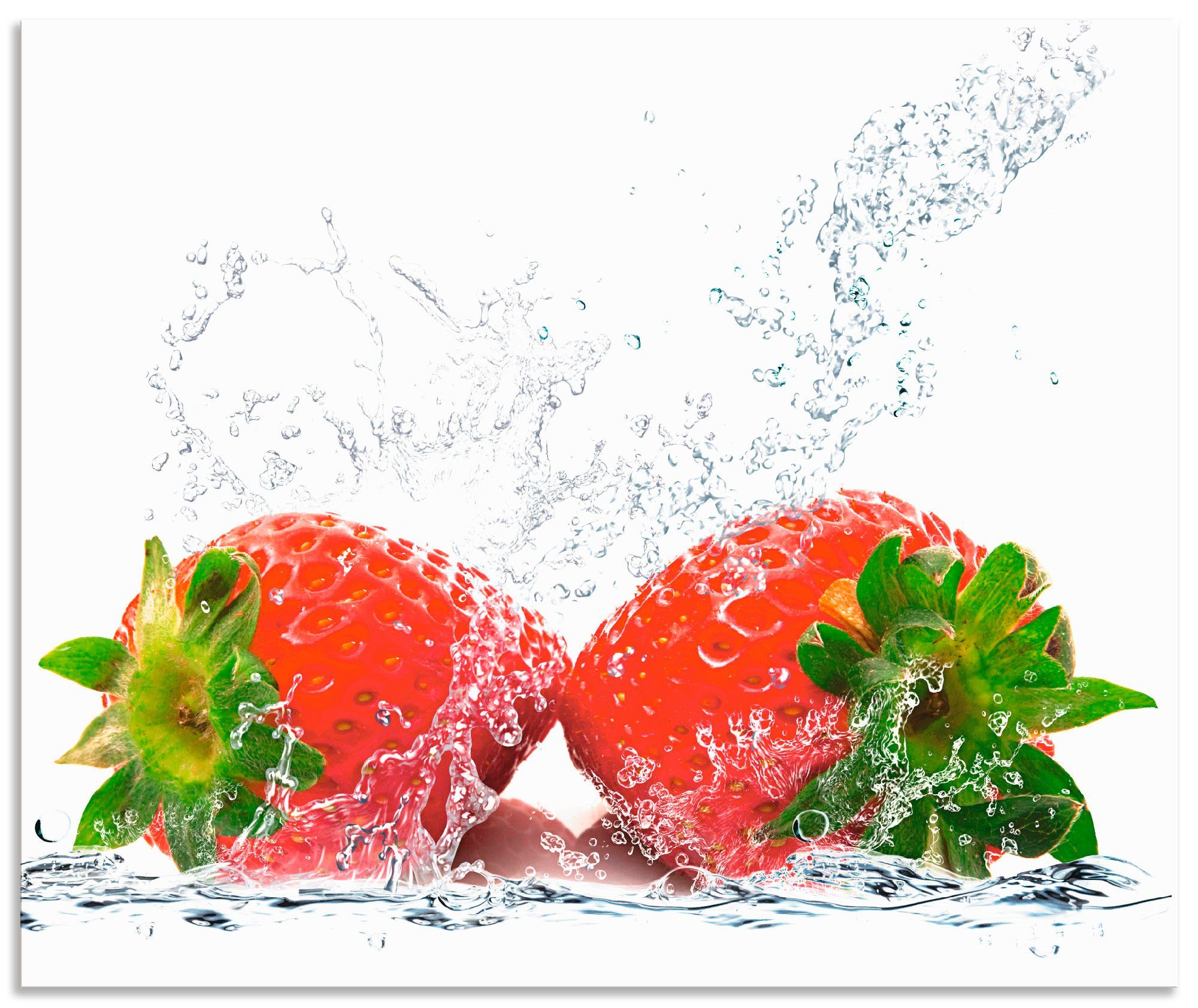 Artland Küchenrückwand Erdbeeren mit Spritzwasser, (1-tlg), Alu Spritzschutz mit Klebeband, einfache Montage