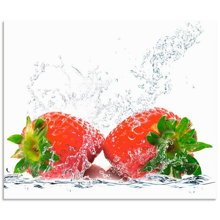 Artland Küchenrückwand Erdbeeren mit Spritzwasser (1-tlg) Alu Spritzschutz mit Klebeband einfache Montage