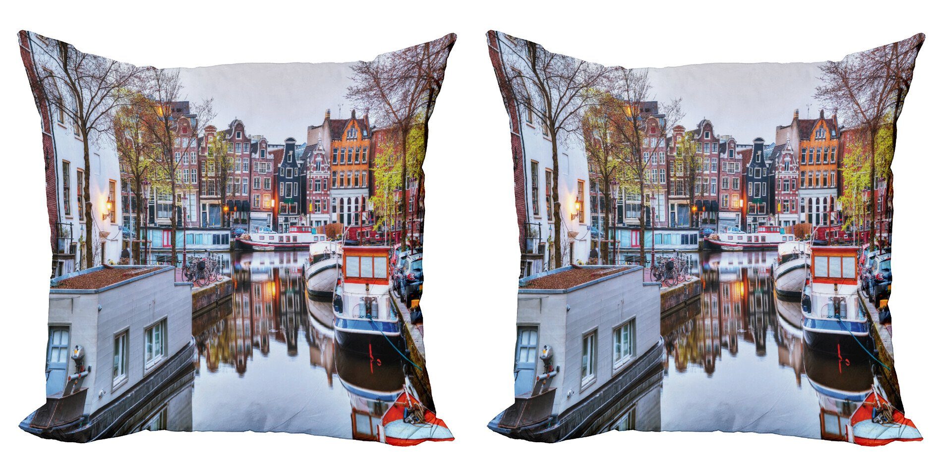 Kissenbezüge Modern Niederländisch Amstel Kleine Boote Fluss am Abakuhaus Accent Doppelseitiger Stück), Digitaldruck, (2