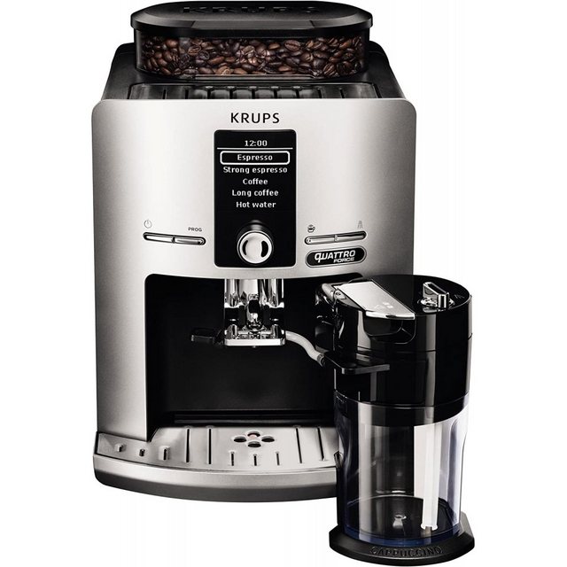 Krups Kaffeevollautomat EA 82 FE Latt’Espress Quattro Force Kaffee-Vollautomat silber/schwarz