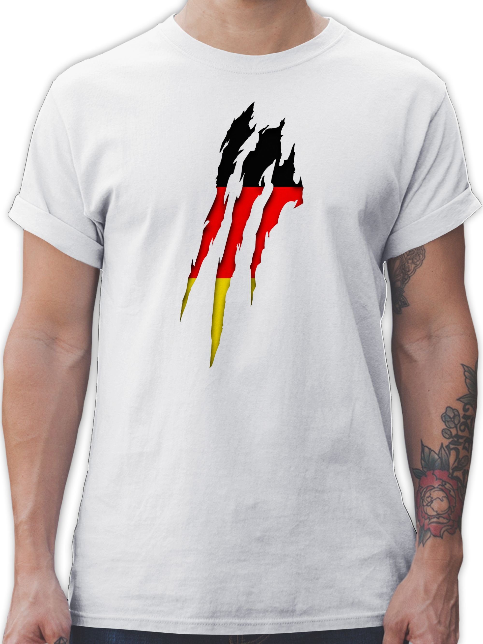 Shirtracer T-Shirt Deutschland Krallenspuren Länder Wappen 2 Weiß