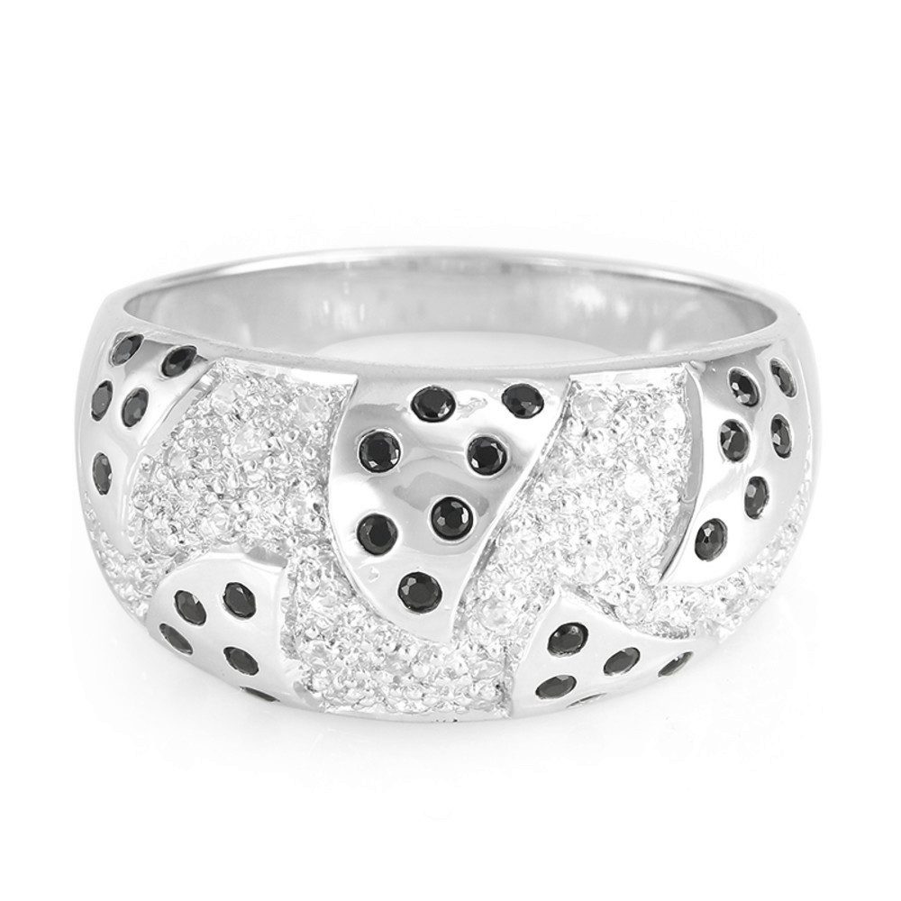 Cavill Silberring Cavill Ring Silber 925 mit 0,75 ct Zirkon Pavé, schwarzer Spinell (1-tlg)