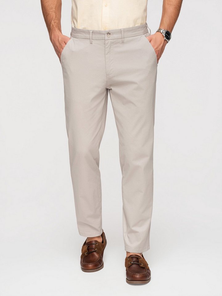 OMBRE Chinos Herren Chino Hose Regular Fit Baumwolle Beige L (kein Set, 1-tlg) Peach-Effekt