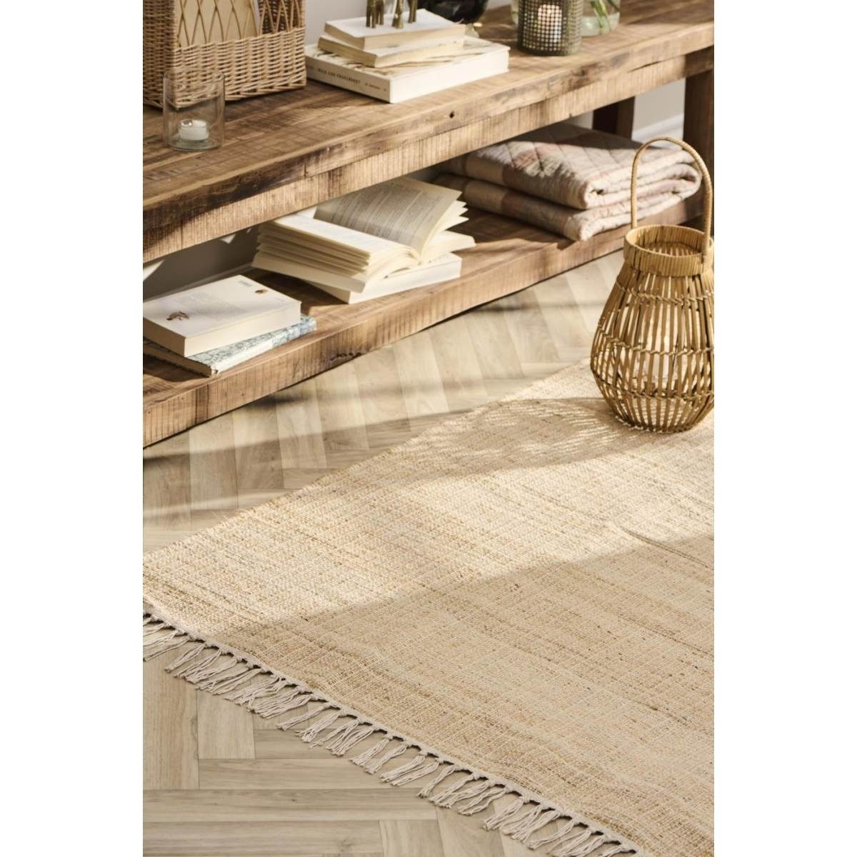 Ib Laursen Teppich Teppich Baumwolle Jute 170x200 cm natur skandinavisch