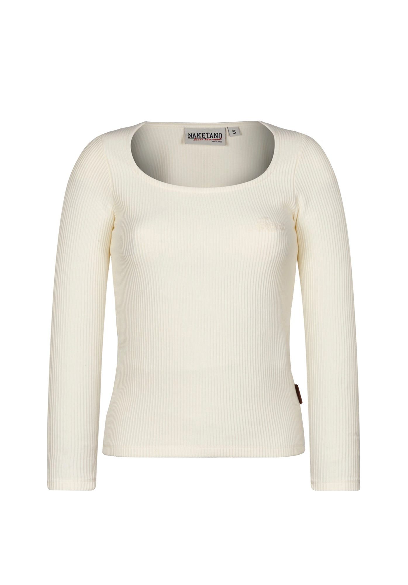 naketano Longsleeve Baumwolle Langarm Rundhals Rippe figurbetont Streetwear Basic Damen (1-tlg) weich, bequem, casual, vegan, unifarben, weiche Rippe, Alltag
