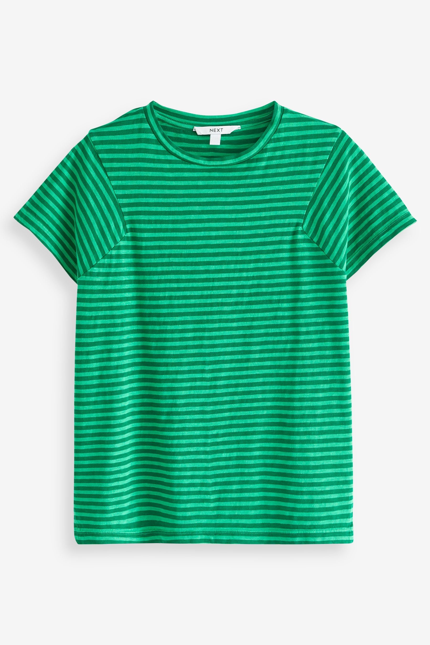 Next T-Shirt Gestreiftes T-Shirt mit Rundhalsausschnitt (1-tlg) Green