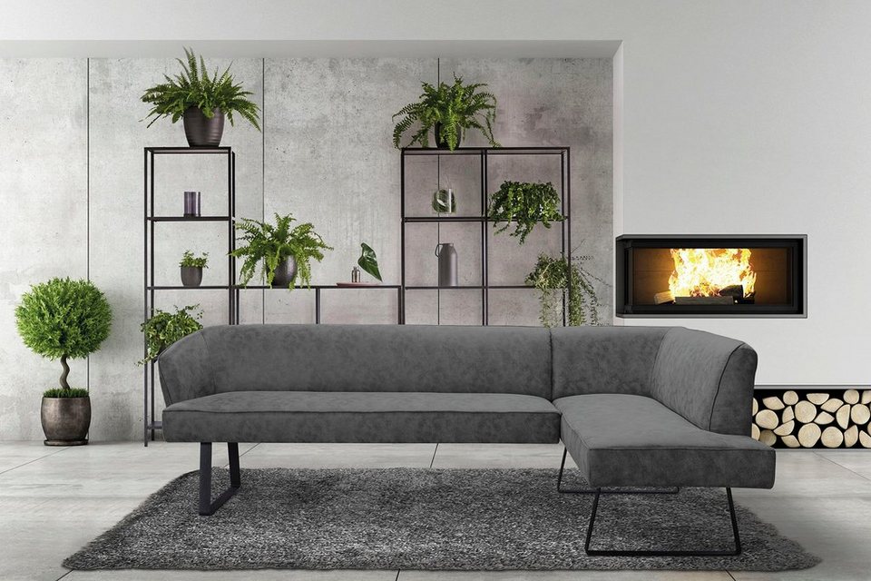 exxpo - sofa fashion Eckbank Americano, mit Keder und Metallfüßen, Bezug in verschiedenen  Qualitäten