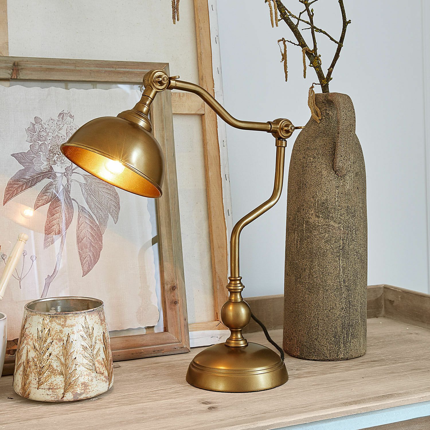 Mirabeau Tischleuchte Tischlampe Harrowden antikmessing – Bild 4 von 5