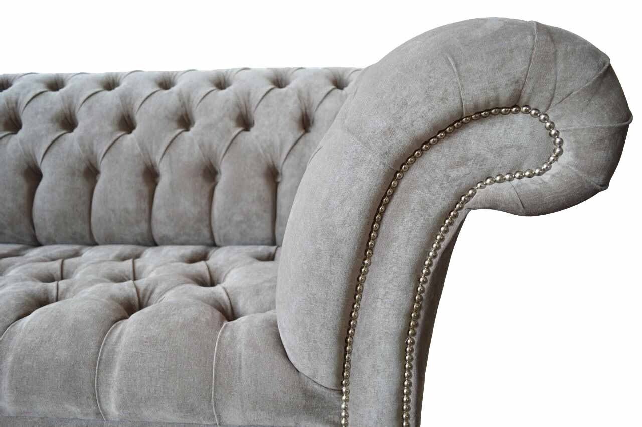 Chesterfield Sitzpolster Couchen Sofa Made Grau Dreisitzer Couch JVmoebel In Sofa Neu, Teile, Europe 1 Möbel