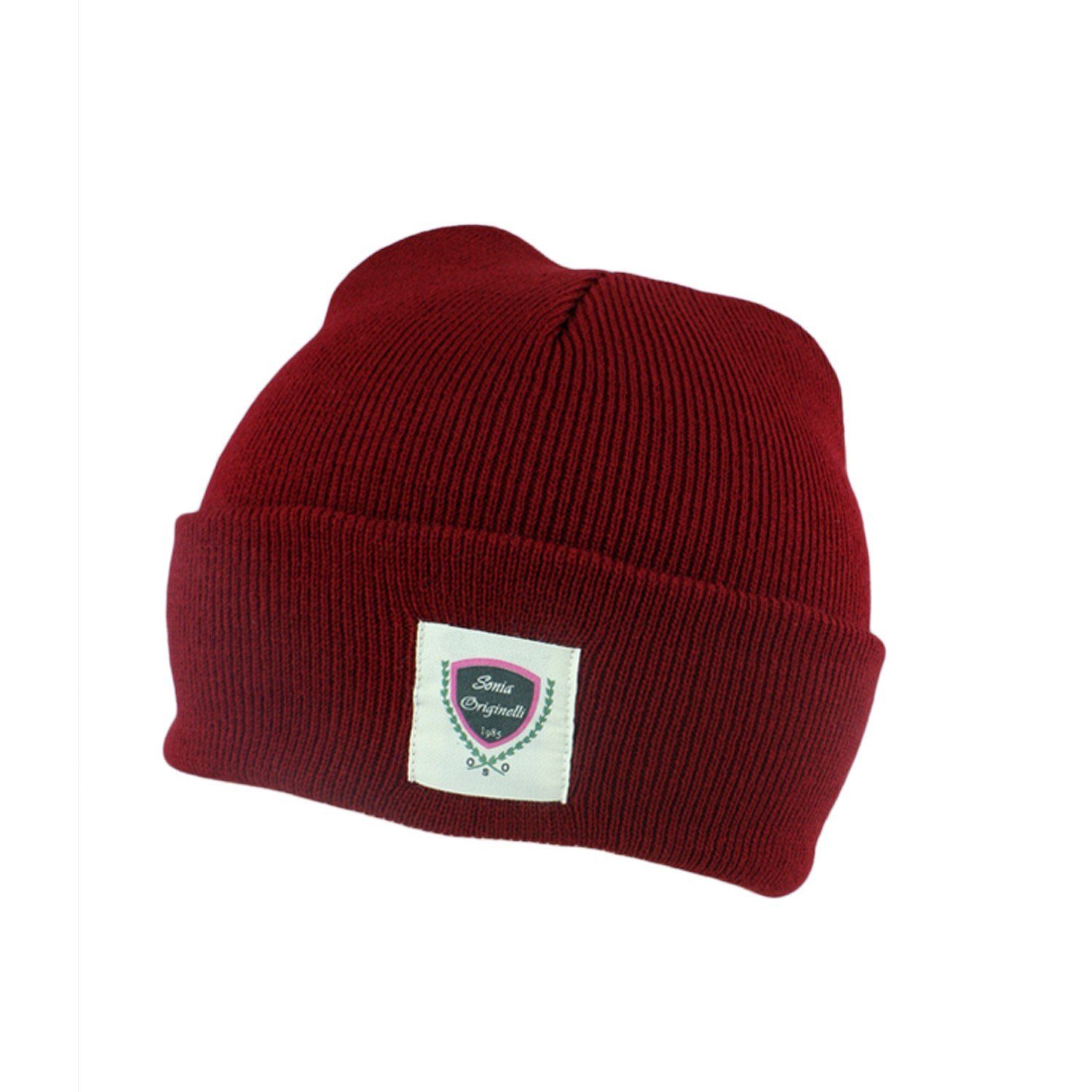 Sonia Originelli Beanie Strickmütze "Sonia Originelli" Beanie Logo Unisex Onesize, Ungefüttert bordeaux