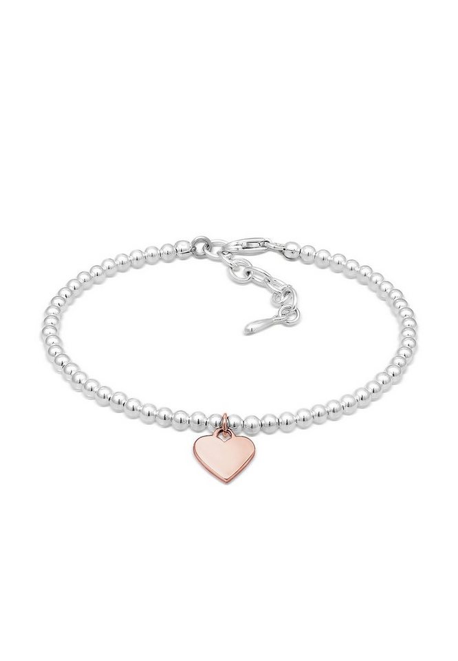 Elli Armband Herz Love Bi-Color Kugel Basic 925 Silber Joli, Klassisches  Heart Armband aus 925 Sterling Silber